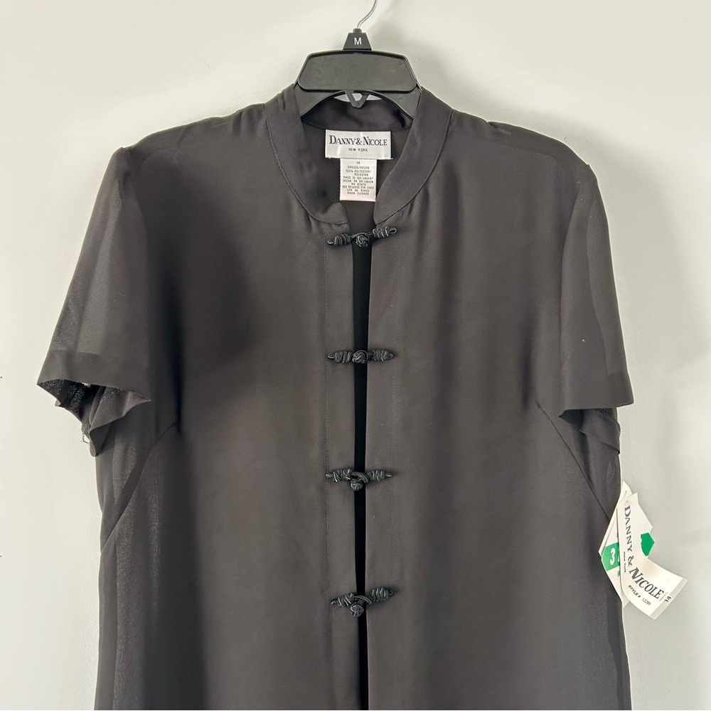NWT Vintage 1990s-Y2K Danny & Nicole S/S Sheer Longline Blouse w/ Japanese Art - Picture 5 of 12